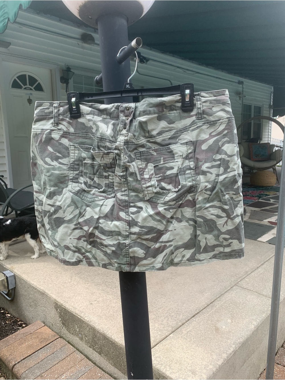 lei Women's Camo Skort in Green and Brown/pockets with metal studs. - Picture 6 of 8